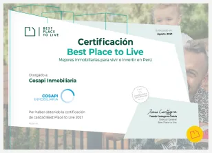 Certificado Best Place to Live 2021